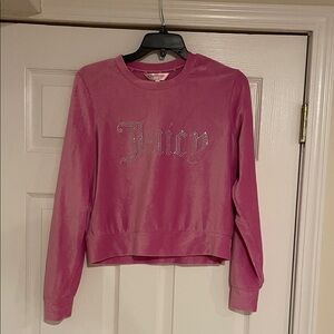 Juicy Couture Rose Velour Top with Rhinestone Detail
